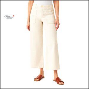 Curvy Wide Leg High-Rise Ankle Pants Denim Twill Stretch